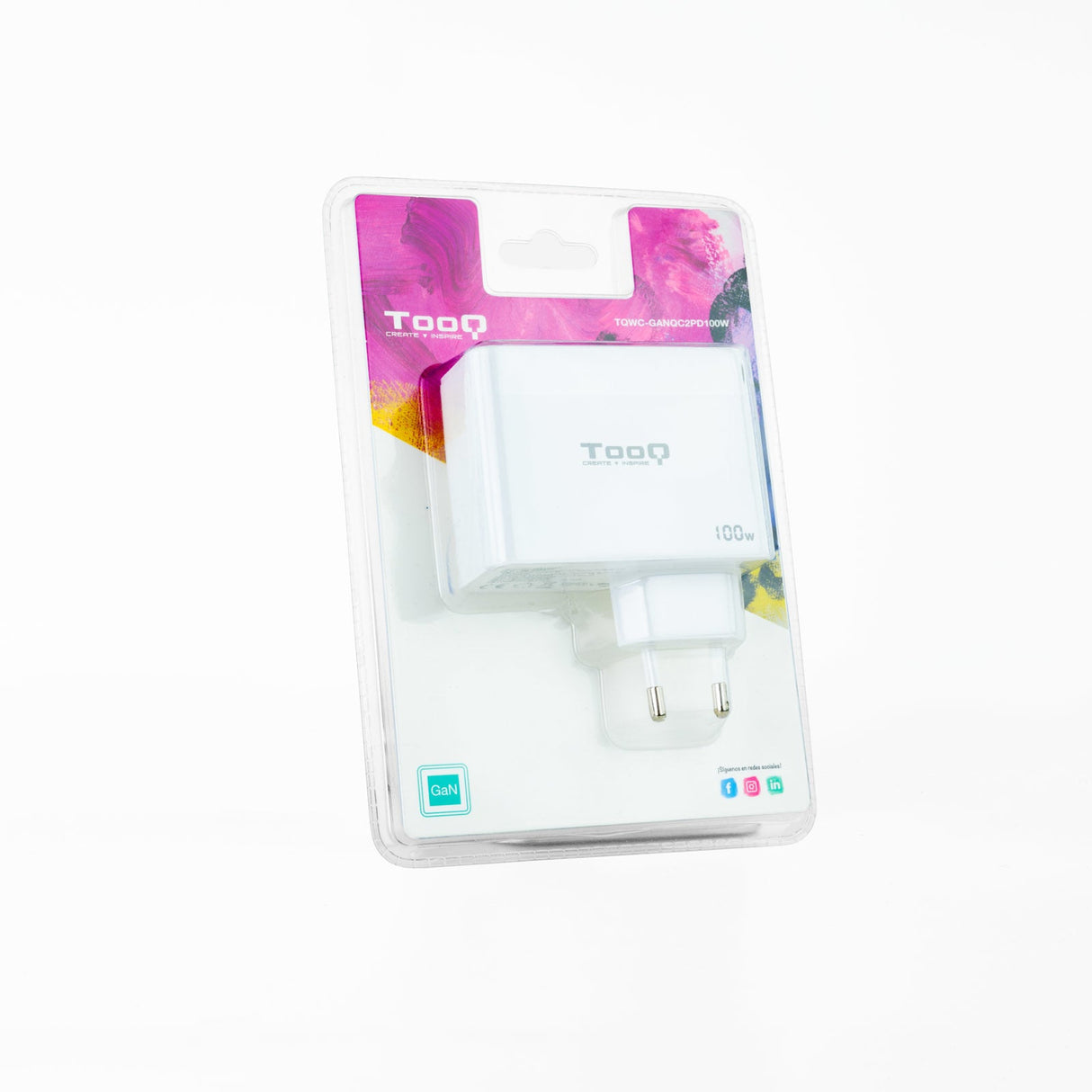 Chargeur secteur TooQ 1x port USB-A + 2x ports USB-C 100W (Blanc)