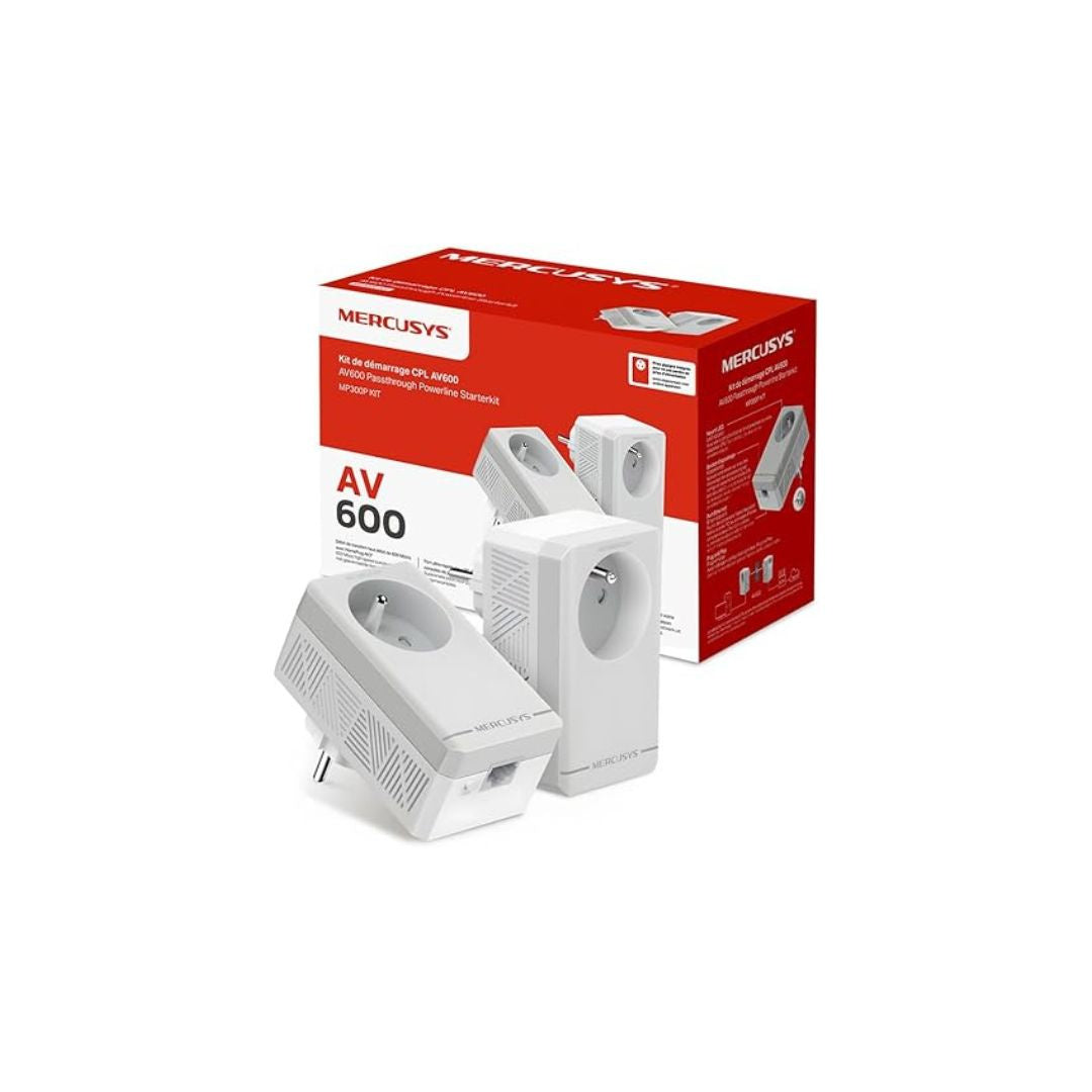 Kit CPL Gigabit AV600 avec prise intégrée type F (lot de 2) Vitesse 600Mbps MSE