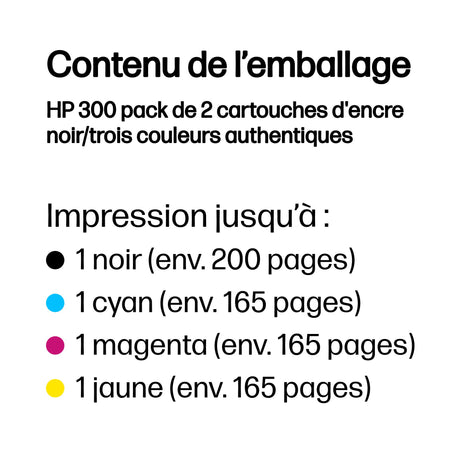 HP 300 Pack de 2 cartouches d'encre noire et trois couleurs authentiques (CN637EE) pour DeskJet F4580 et Photosmart C4680/C4795