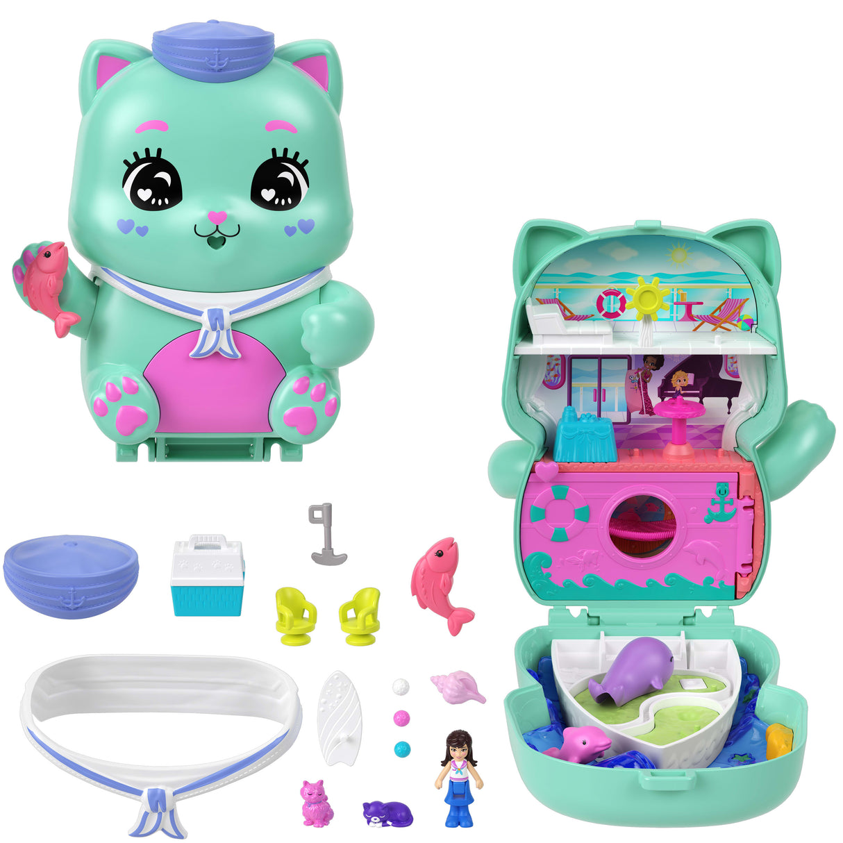 Polly Pocket-Coffret Chaton Marin-Jouet De Voyage - 4 ans+- JCR37