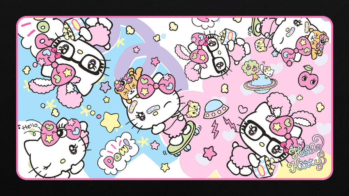 Tapis de souris gaming - KONIX - Hello Kitty - XXL 90 x 46 cm - Surface microfibre antidérapante - Caoutchouc