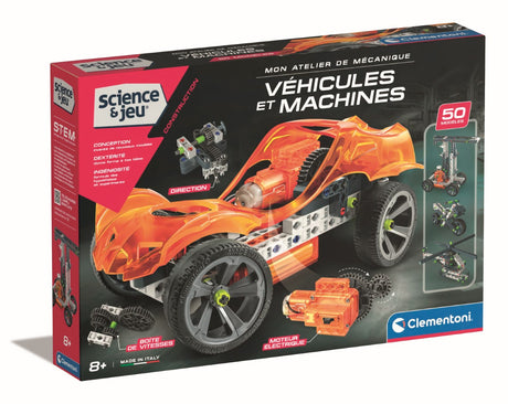 CLEMENTONI - Véhicules et machines - 50 constructions - Manuel illustré et application pour visualisation 3D - Fabriqué en Italie