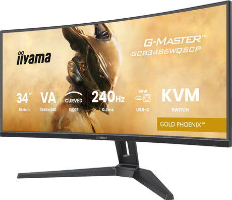 Ecran PC Gamer incurvé - IIYAMA - 34 - WQHD - 240Hz - Dalle VA - 0.4ms - Réglable en hauteur - G-Master GCB3486WQSCP-B1