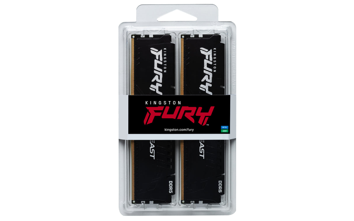 Kit Barrettes mémoire 32Go (2x16Go) DIMM DDR5 Kingston Fury Beast  5600MHz CL36 (Noir)
