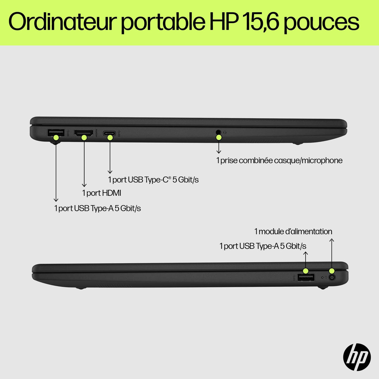PC Portable HP 15-fd0165nf - Windows 11 + Microsoft 365 inclus 1 an - 15,6 FHD - Intel N100 - RAM 4Go - Stockage 128Go - AZERTY