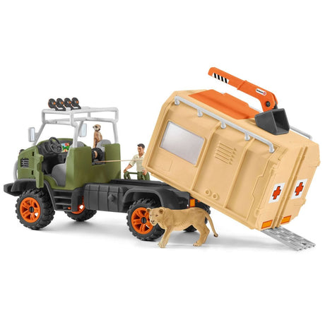 Gros camion de sauvetage d'animaux, coffret de jeu de 45 pieces avec 2 figurines d'animaux, 1 figurine de ranger articulée et des