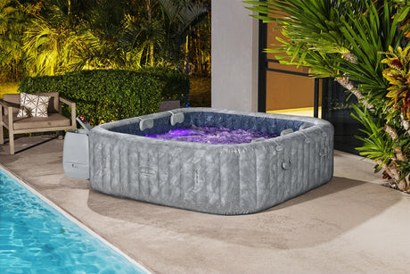 Spa gonflable BESTWAY - Lay-Z-Spa San Fransisco - Hydrojets - 230 x 230 x 71 cm - 5 a 7 places - Carré (couverture, 5 appuie-tete)