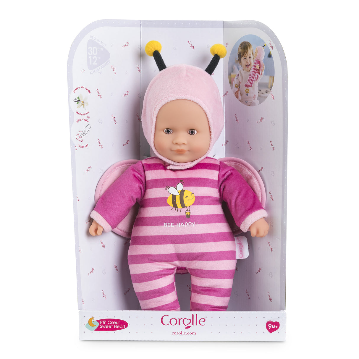 Poupon - COROLLE - Pti' Coeur Abeille - 30 cm - senteur vanille - des 9 mois