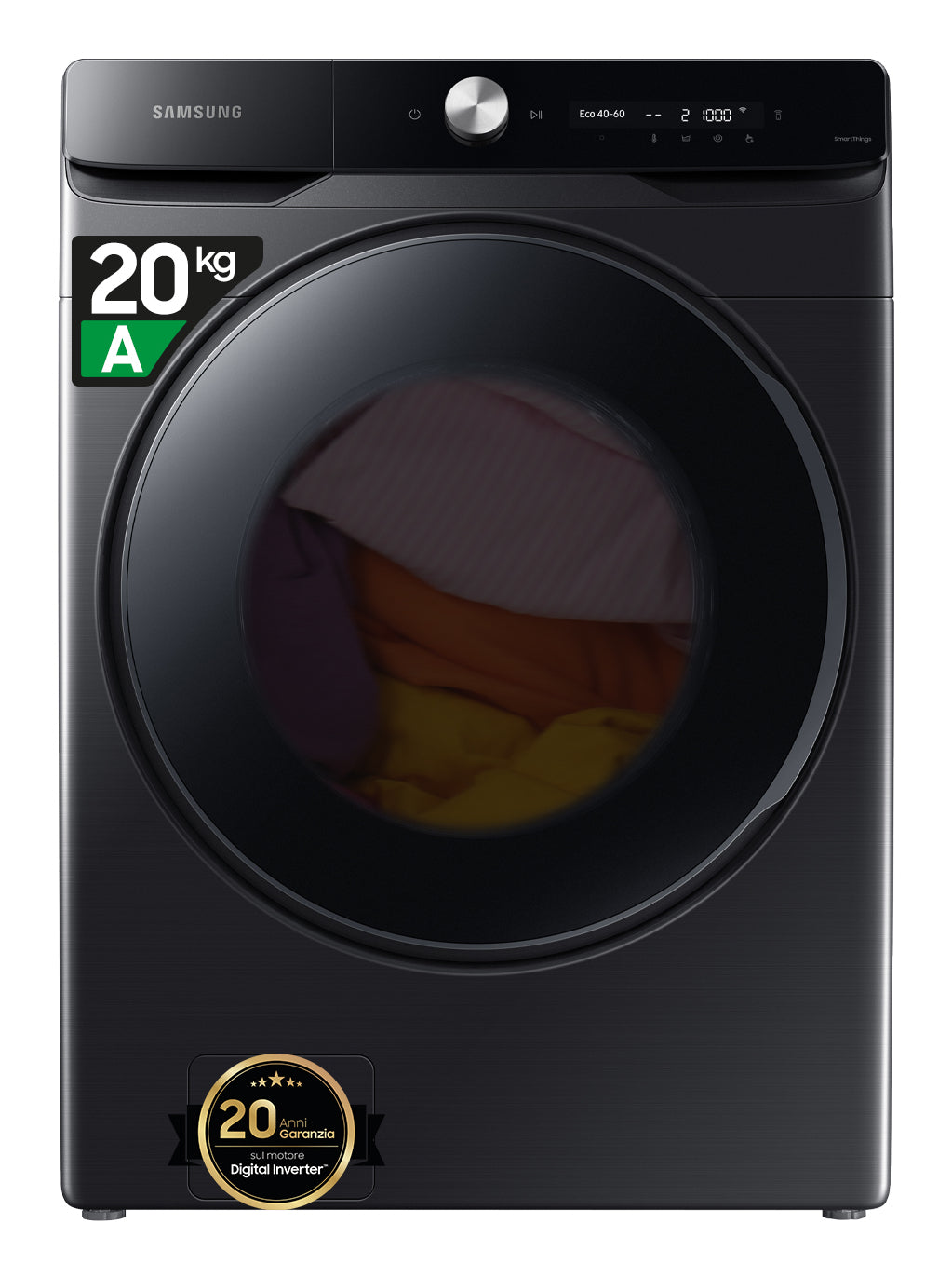 Lave-linge hublot SAMSUNG Ecobubble™ WF20DG8650BV - 20 kg -  Digital Inverter - L68,6cm - 1000 trs/min - Classe A - Noir