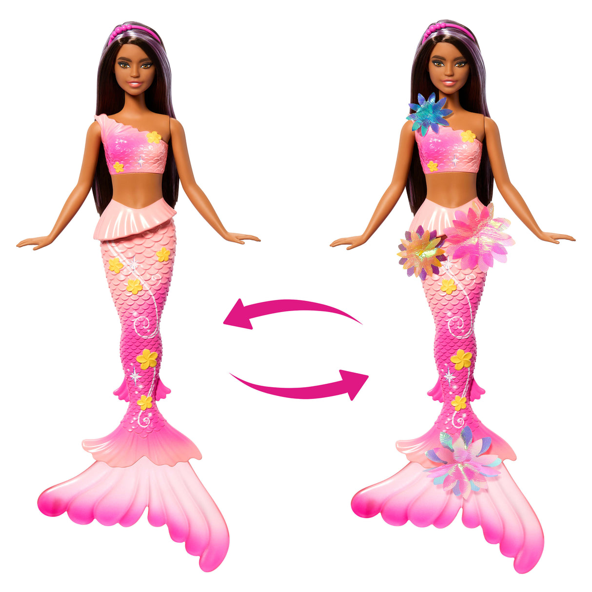 Barbie - Sirene Fleur Magique - Poupée aux longs cheveux bruns - Barbie - JDM73