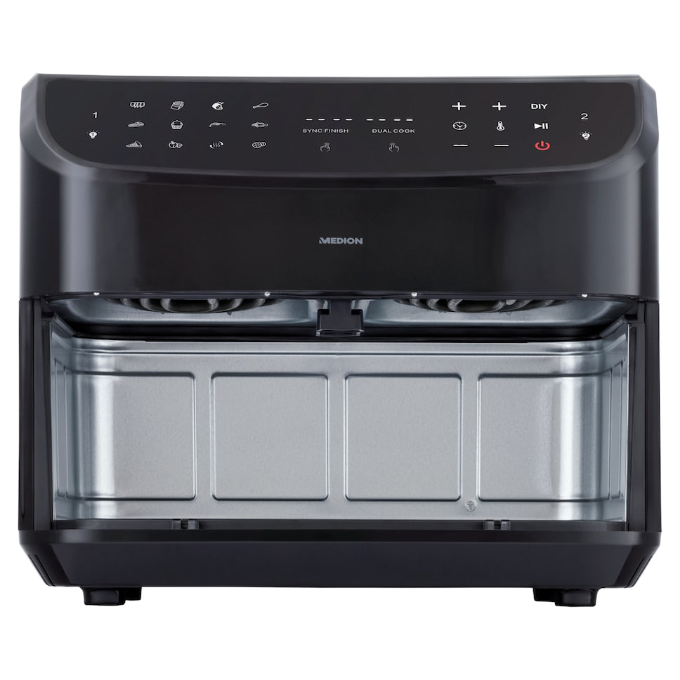 Friteuse a Air Chaud - MEDION - P20 XXL Twin - 2600 W - 2 paniers - 9 programmes - Noir