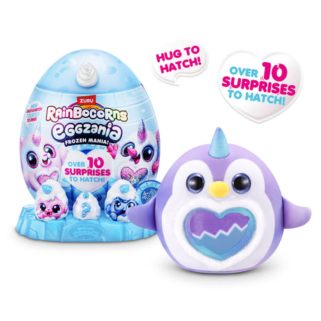 oeuf surprise peluche - RAINBOCORNS - Eggzania Frozen Mania - Theme givré - Peluche a découvrir - Accessoires inclus