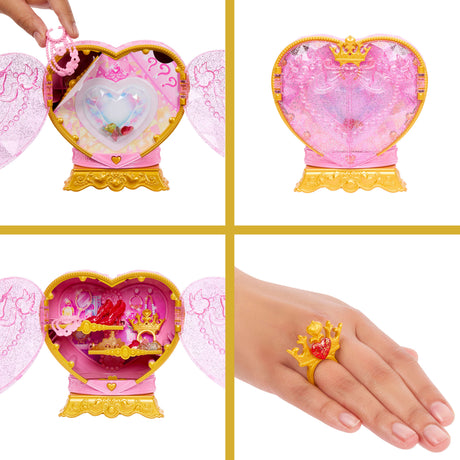 Poupée Jewel Reveal Belle, Accessoires avec 8 surprises, 1 boîte a bijoux en forme de coeur, 1 bague pour enfant et 9 éléments, JHL51