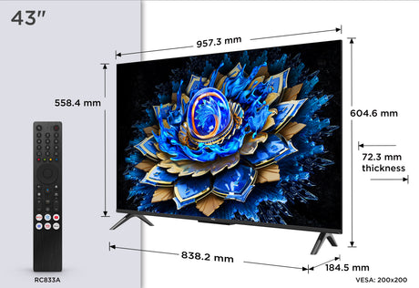 TCL 43T69C - TV QLED 43 (109 cm) - 4K UHD 3840x2160 - HDR10+ - Android TV  - 3xHDMI 2.1 - WiFi