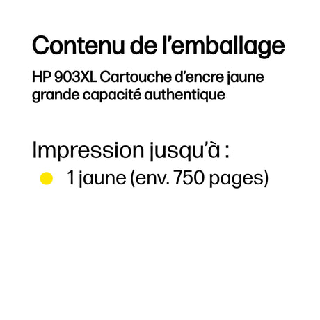 HP 903XL Cartouche d'encre jaune grande capacité authentique (T6M11AE) pour HP OfficeJet Pro 6950/6960/6970
