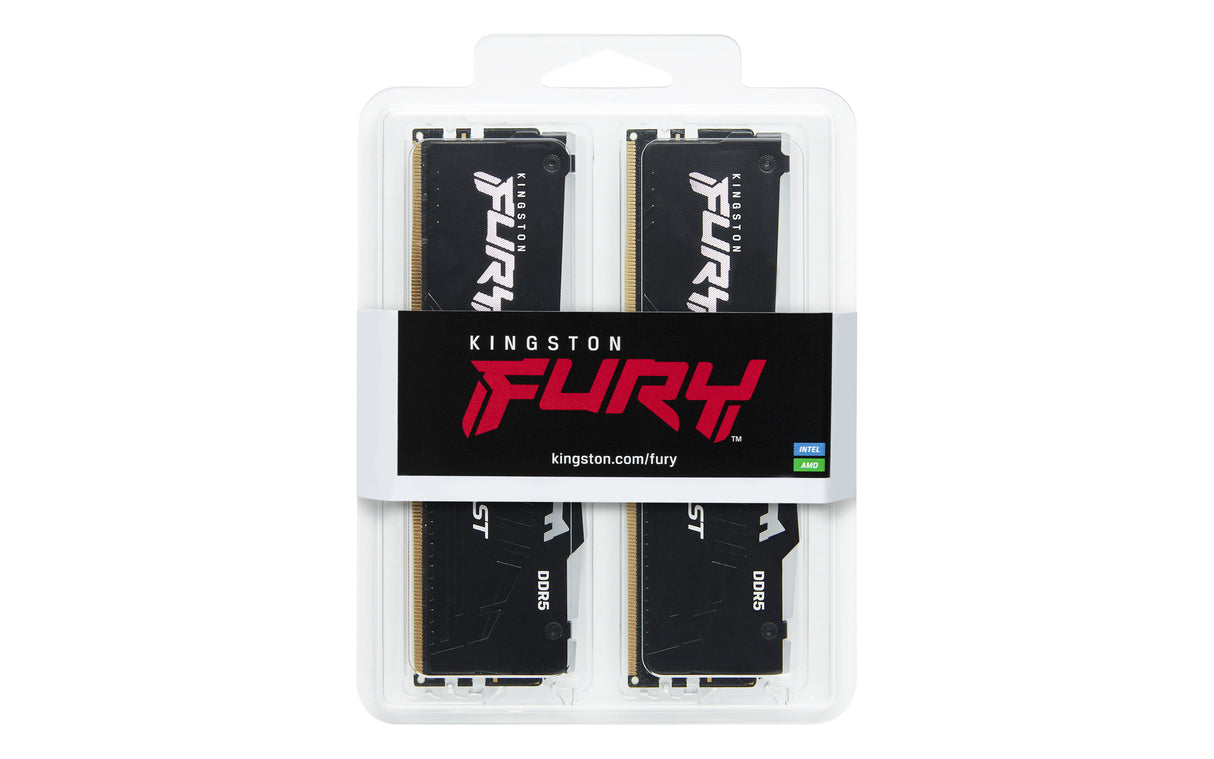 Kit Barrettes mémoire 32Go (2x16Go) DIMM DDR5 Kingston Fury Beast RGB  5600MHz CL40 (Noir)