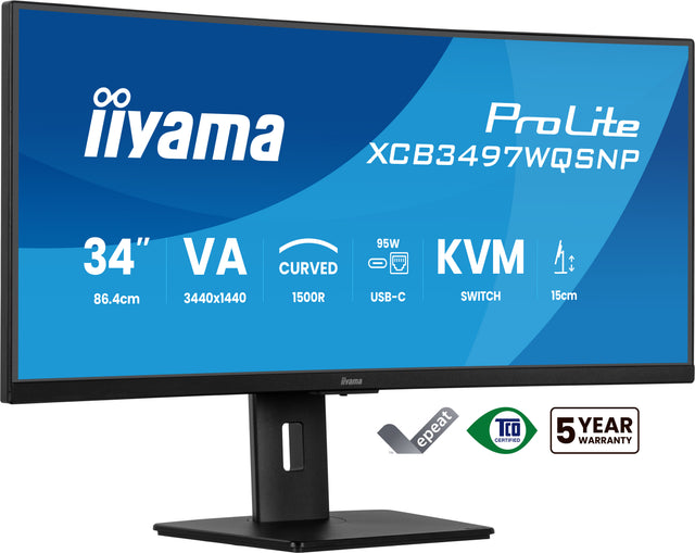 Ecran incurvé 34" Iiyama ProLite XCB3497WQSNP-B1 UWQHD 120Hz (Noir)