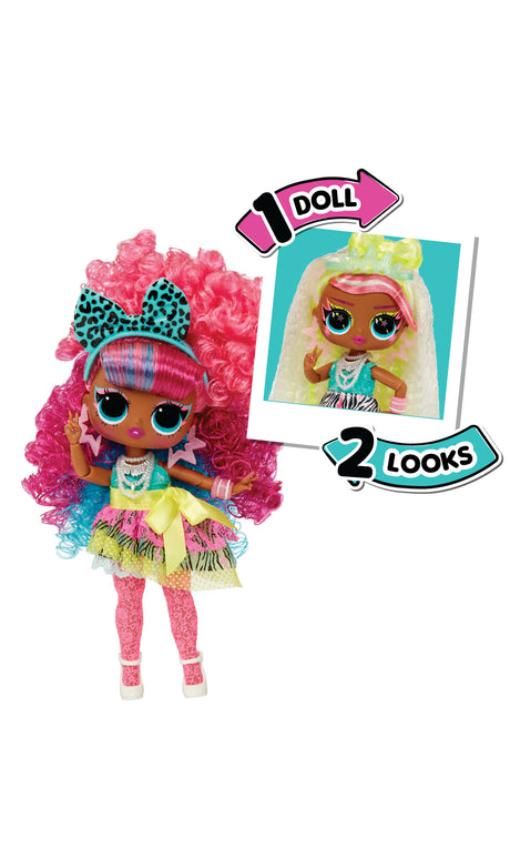 L.O.L. Surprise Tweens Surprise Swap Fashion Doll - Curls-2- Crimps Cora - 1 poupée Tweens 17cm, 1 mini tete a coiffer et des