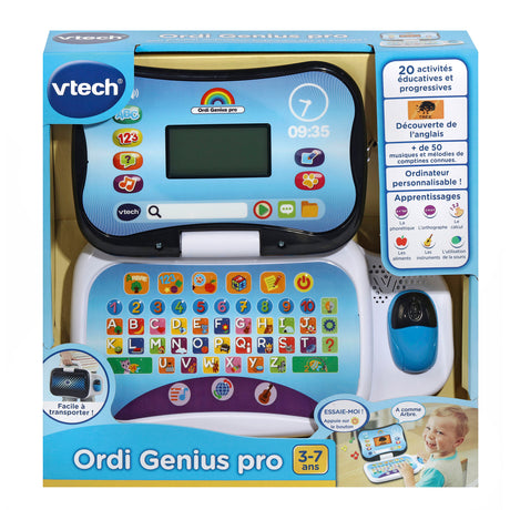 Ordinateur éducatif VTECH ORDI GENIUS PRO NOIR pour enfants de 3 a 7 ans avec souris et 20 activités incluses