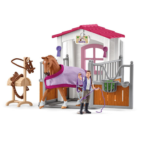 Aire de lavage avec box a cheval, SCHLEICH 72177 HORSE CLUB, avec Figurine Cheval et Cavalier, Des 5 ans