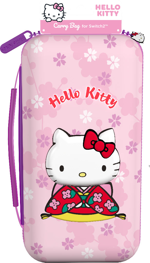 Housse de protection et transport - KONIX - Hello Kitty Nintendo Switch 2 - Rangement accessoires - Motif 3D - Rose