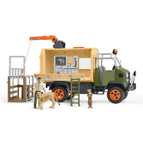 Gros camion de sauvetage d'animaux, coffret de jeu de 45 pieces avec 2 figurines d'animaux, 1 figurine de ranger articulée et des