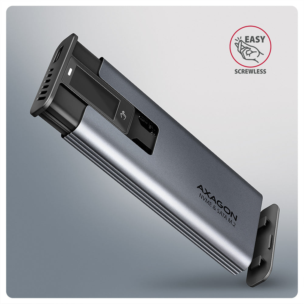 Boitier externe USB-C 3.2 Axagon EEM2-SD2 - S-ATA/NVMe M.2 Type 2280 (Noir)