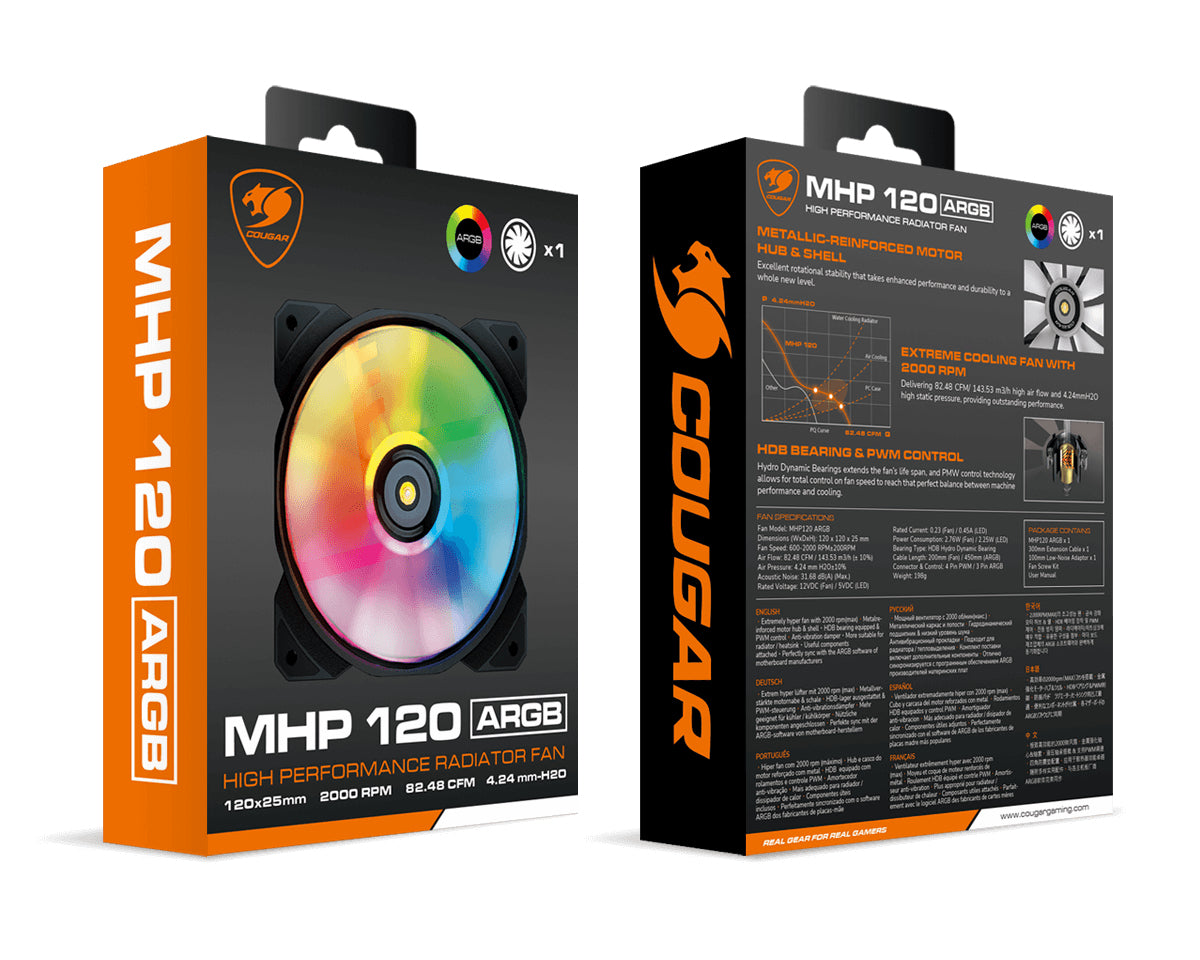 Ventilateur de boitier Cougar Vortex MHP RGB - 12cm (Noir)
