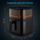 Friteuse a air chaud sans huile - MD 11780 - Température jusqu'a 230 °C - 10 programmes - 5 L - 1500 Watt