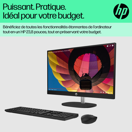 PC Tout-en-un HP 24-cr0090nf - Windows 11 - 23,8 FHD IPS - Ryzen 5 7520U - RAM 16Go - 512Go SSD - Clavier et souris sans fil