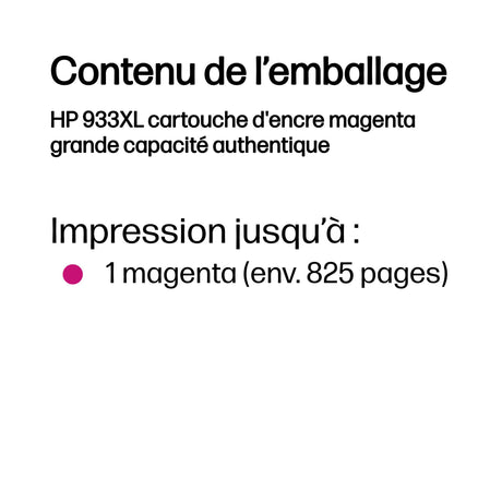 HP 933XL Cartouche d'encre magenta grande capacité authentique (CN055AE) pour HP OfficeJet 6100/6600/6700/7100/7510/7610