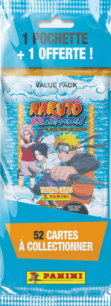 Fat pack 1 poch achetée + 1 offerte - PANINI - Naruto - 52 cartes