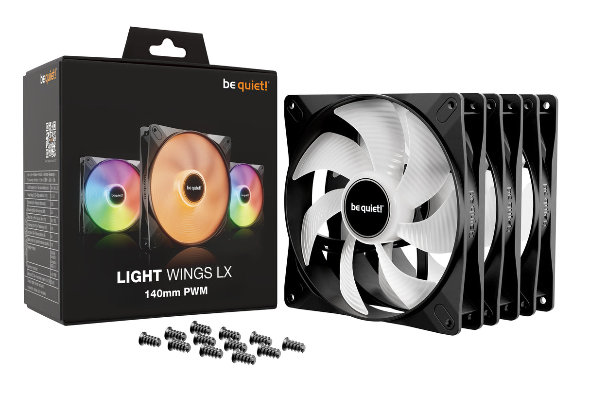 Lot de 3 Ventilateurs de boitier be quiet! Light Wings LX RGB - 14cm (Noir)