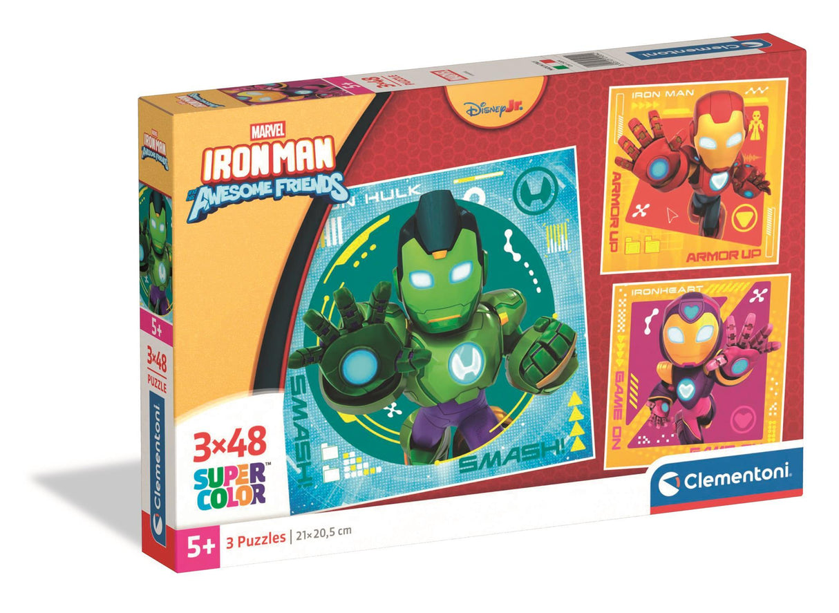 CLEMENTONI - 3x48 pieces - Square Iron-Man and his Awesome