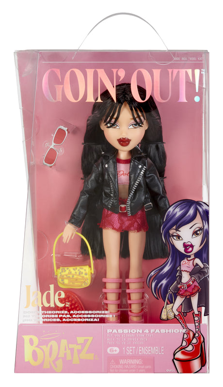Bratz Goin' Out Poupée - Jade - 1 Poupée Mannequin a Collectionner - Une Tenue, Un Sac a Main, Une Paire de Lunettes Soleil - 6 ans