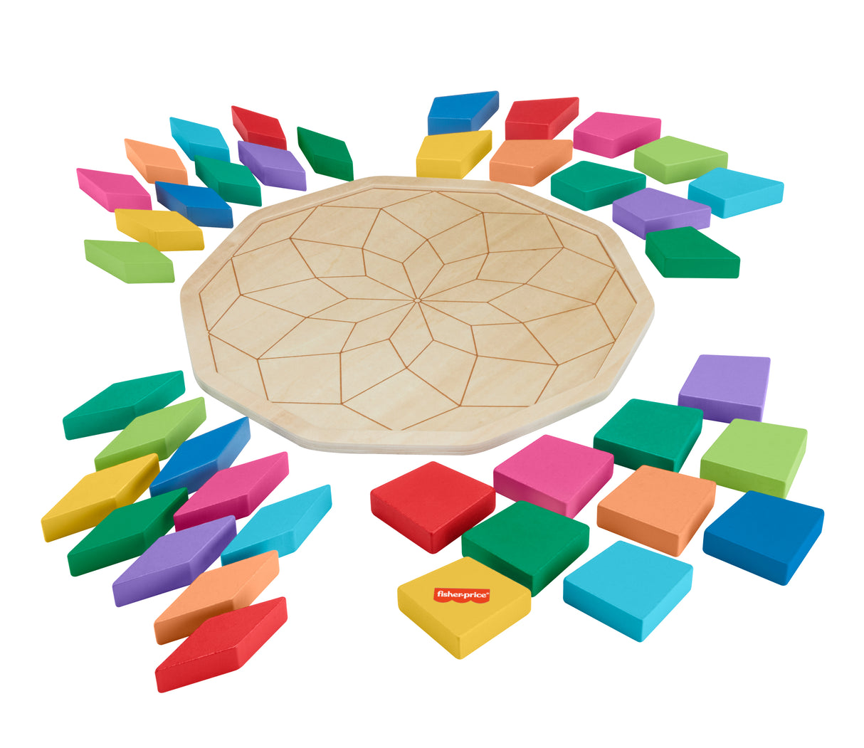 Fisher-Price-Puzzle Mandala en Bois-Puzzle 40 pieces motif géométrique HXT94