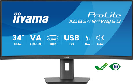 Ecran PC incurvé - IIYAMA - 34 - WQHD - 120Hz - Dalle VA - 0,4ms - Ajustable en hauteur - XCB3494WQSU-B1