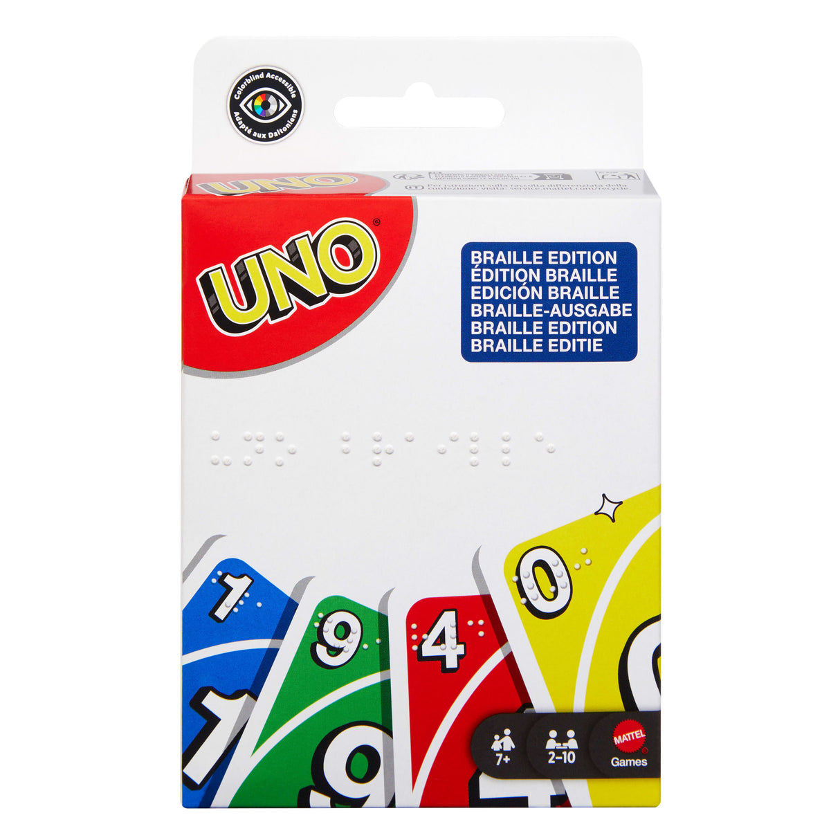 UNO BRAILLE - Jeu de cartes - Pour Joueurs Aveugles Ou Malvoyants - Mattel Games - 7 ans et +