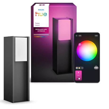 Borne lumineuse basse - PHILIPS HUE - Turaco - Gris anthracite - IP44 - Lumiere blanche et colorée - 1100 lumens
