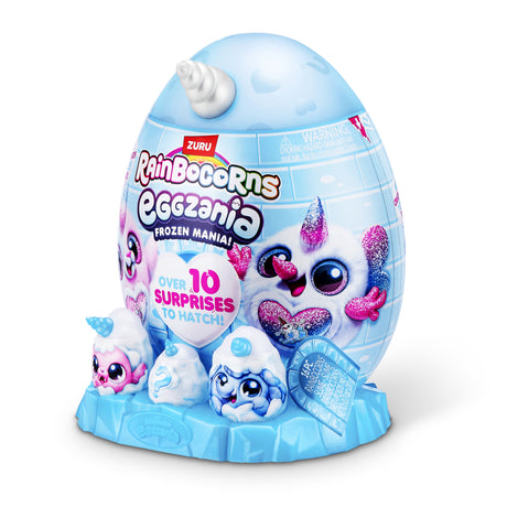 oeuf surprise peluche - RAINBOCORNS - Eggzania Frozen Mania - Theme givré - Peluche a découvrir - Accessoires inclus