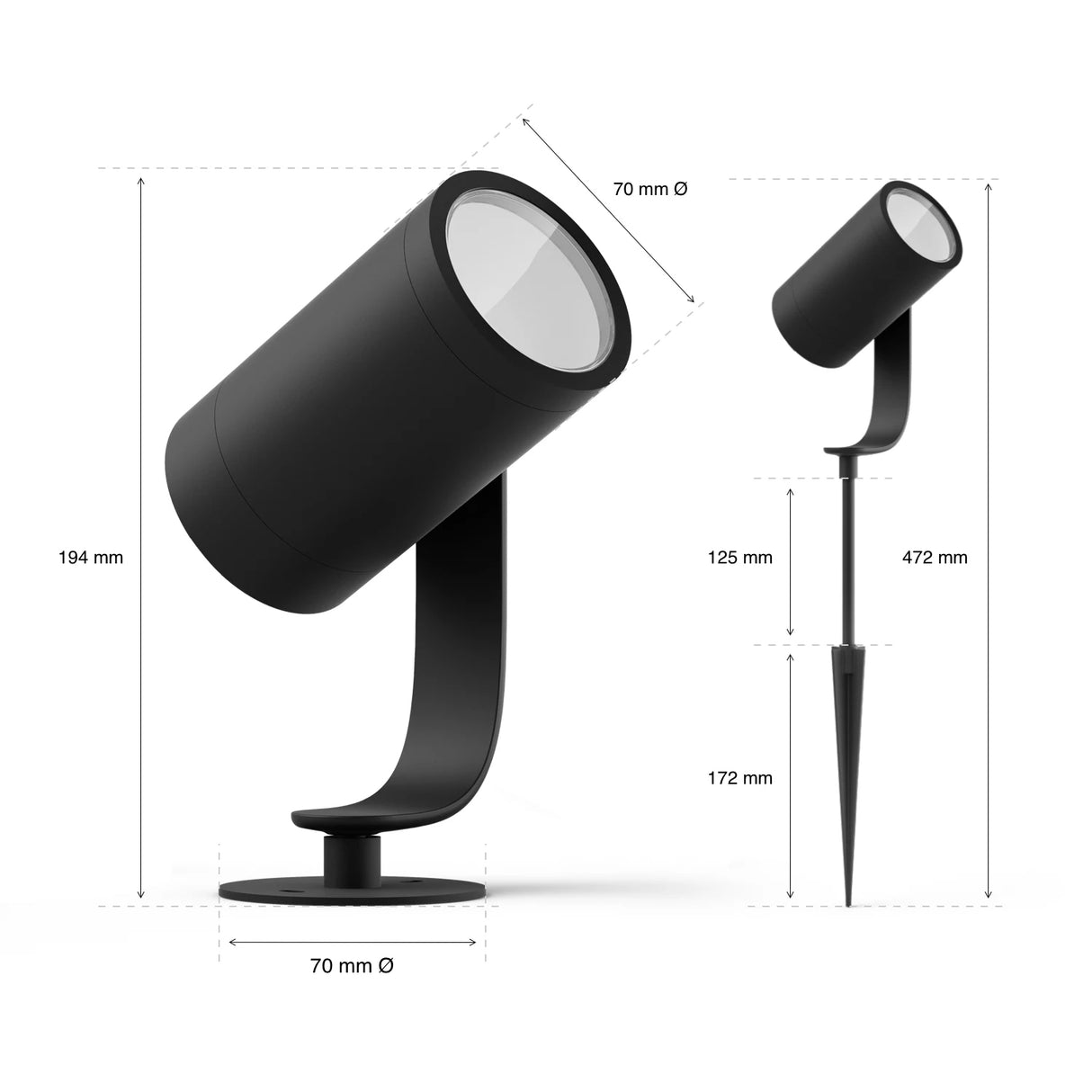 Projecteur de jardin - PHILIPS HUE - Lily - Lumiere blanche et colorée - Noir - Basse tension - Extension - IP67