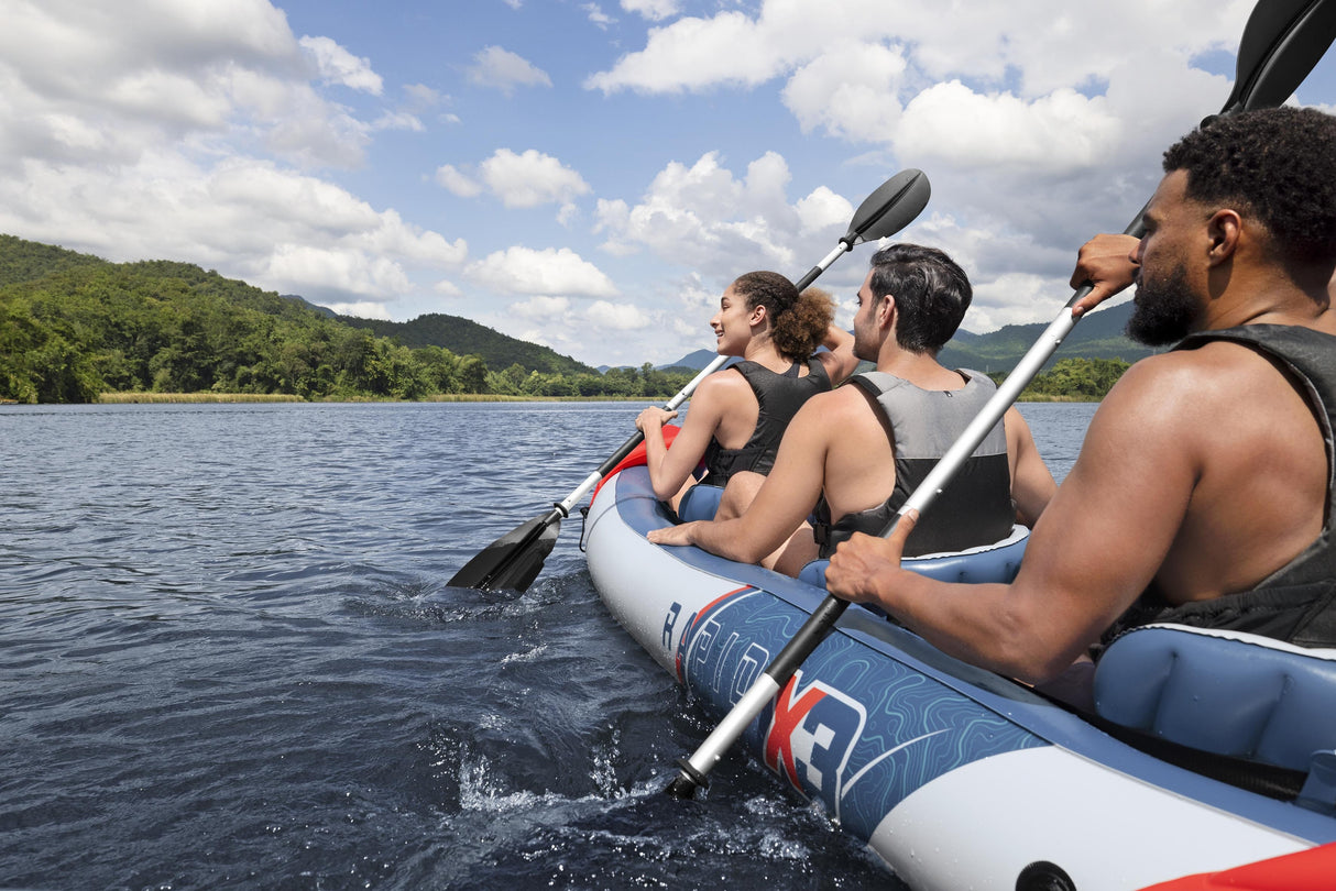Kayak gonflable - BESTWAY - 65132 - Rapide X3 Hydro-Force™ - 381 x 100 cm, 3 places, 250 kg max, 2 pagaies, pompe