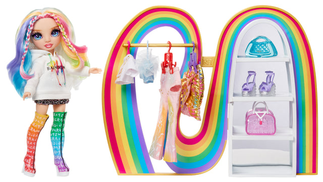 Rainbow High - Amaya's Rainbow Closet Playset -  Poupée exclusive incluse - Tenues - Chaussures - Sacs - Porte-vetements - Des 4 ans
