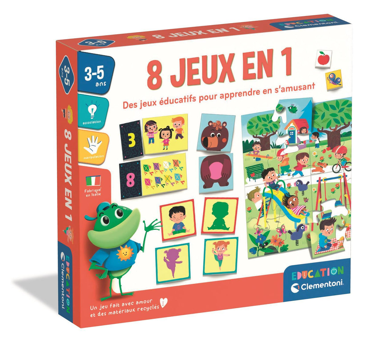 Clementoni - Coffret de 8 jeux en 1 - Jeux éducatifs formes, couleurs, nombres, quantités - Dés 3 ans