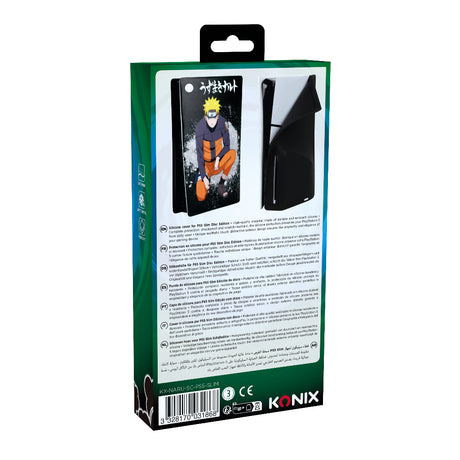 Façade de protection - KONIX - Naruto Shippuden - PS5 Slim - Silicone - Antichoc - Anti-rayures - Motif Naruto - Noir
