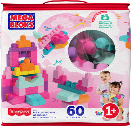 Mega Bloks - Sac Medium Rose 60 briques - Briques de construction  - 12 mois et + DCH54