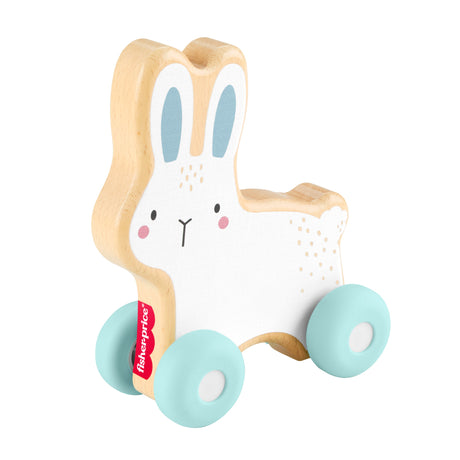 Fisher-Price Lapin a pousser en bois - Véhicule pour jeu a quatre pattes - 1 Piece en bois - des 6 mois - JDM52