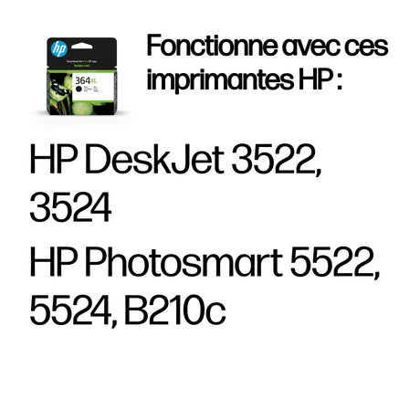 HP 364XL Cartouche d'encre noire grande capacité authentique (CN684EE) pour HP DeskJet 3070A et HP Photosmart 5525/6525