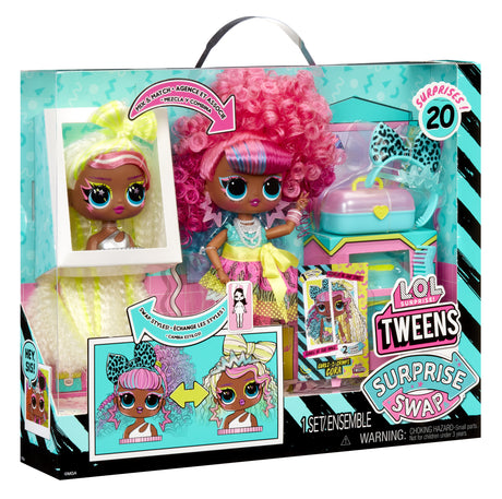 L.O.L. Surprise Tweens Surprise Swap Fashion Doll - Curls-2- Crimps Cora - 1 poupée Tweens 17cm, 1 mini tete a coiffer et des