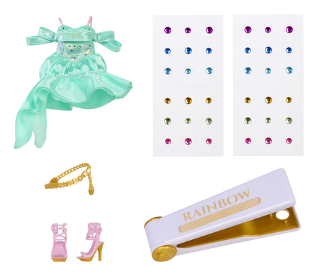 Rainbow High - Poupée Mannequin Be Dazzling - Celine Turquoise - 28 cm - Pierres précieuses scintillantes et accessoires inclus